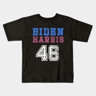 (Front) Biden Harris 46 Retro Vintage Distressed Football Sports Jersey Style Joe And Kamala 2020 Kids T-Shirt